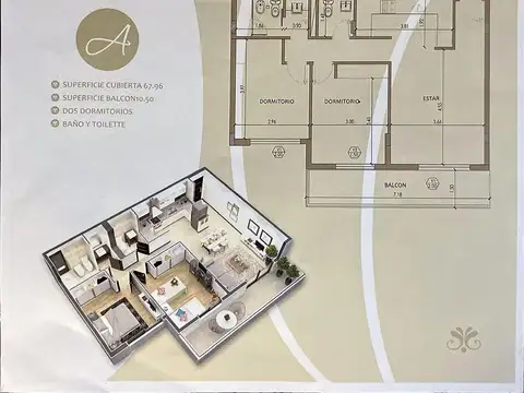 Departamento en Venta de 2 dormitorios