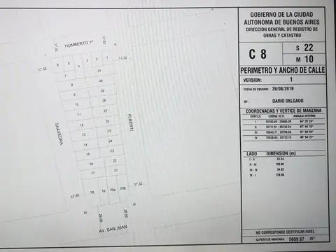 Terreno en Venta 8  mts Frente