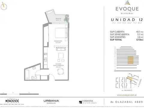 Departamento en Venta de Monoambiente