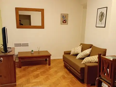 2 ambientes amoblado y equipado. Cocina con lavadero incorporado. Servicios centrales. 