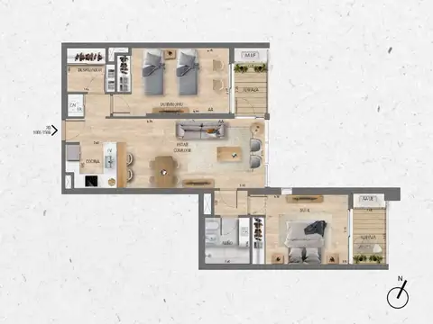 VENTA Apartamento 2 dormitorios Lago Calcagno