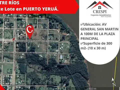 Terreno en Venta en Puerto Yerua, USD 16.000
