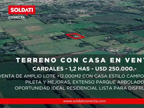 Terreno de 1,2 hectáreas con casa y pileta en Los Cardales - venta