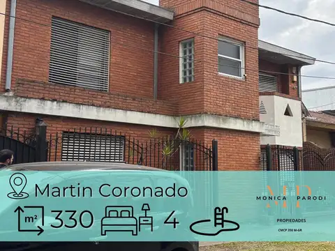 CASA EN VENTA EN MARTÍN CORONADO CON PILETA Y AMPLIO PARQUE