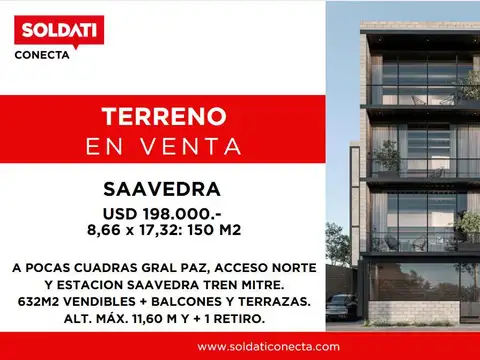 Terreno en venta en Saavedra, atrás del DOT, Coca-Cola y Mercado Libre