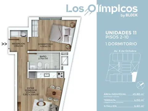 Departamento en Venta de 2 ambientes