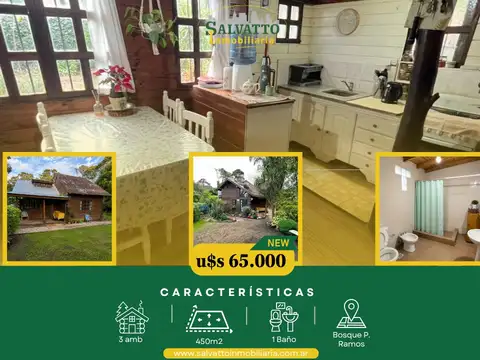 Cabaña 3 ambientes en Bosque Peralta Ramos