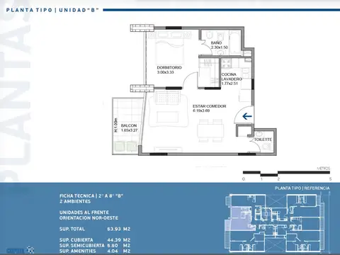 Departamento en Venta de 2 ambientes