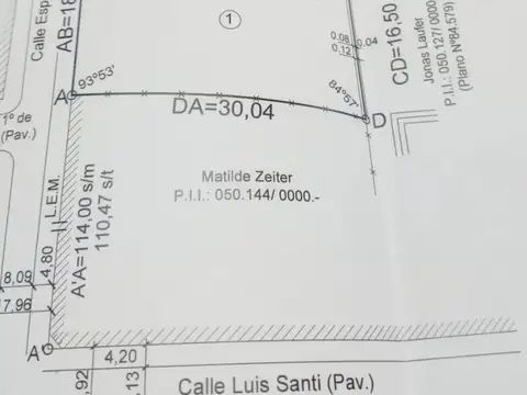 Terreno en Venta 30  mts Fondo