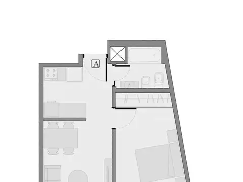 Departamento 2 ambientes con 1 baño