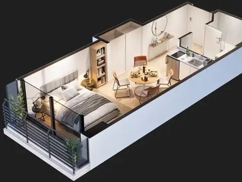 Departamento Monoambiente con 1 baño