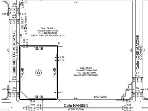Lote en Esquina de Nansen y Mercante - Portal Rosario