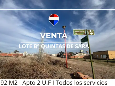 VENTA TERRENO B° QUINTAS DE SARA FERNANDEZ OR0