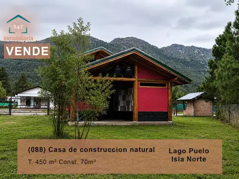(088)-Lago Puelo, Casa de construcción natural en Isla Norte