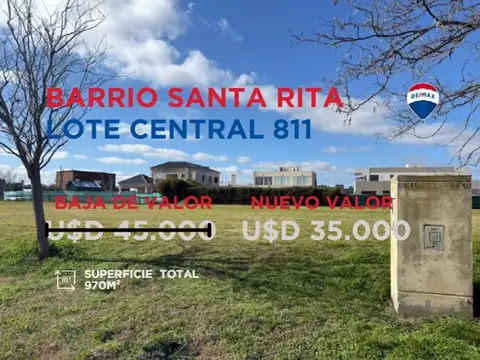 LOTE EN VENTA 0811 SANTA RITA 970 M² CENTRAL