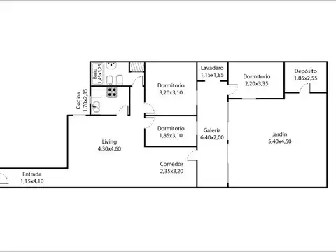 Depto Tipo Casa en Alquiler de 4 ambientes