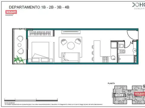 Venta departamento mnoambiente con balcon - Villa Urquiza
