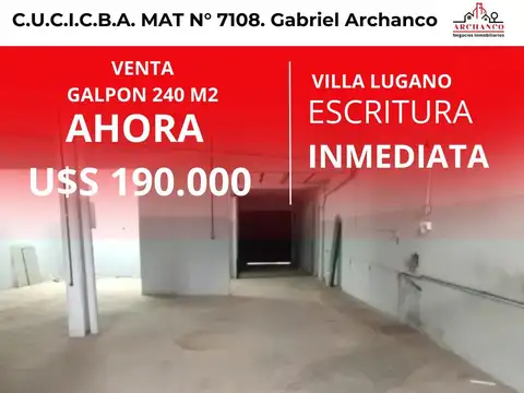 GALPON EN VENTA VILLA LUGANO 240 M2