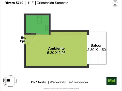 Rivera 5700, Piso 1