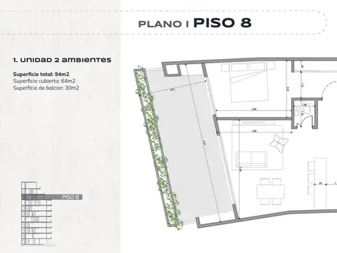 Departamento en Venta de 1 dormitorio