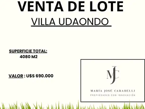 Venta de terreno en Villa Udaondo.