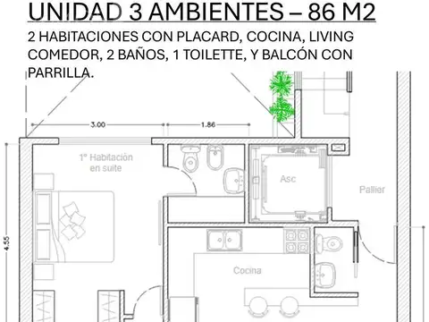 Departamento en Venta de 2 ambientes