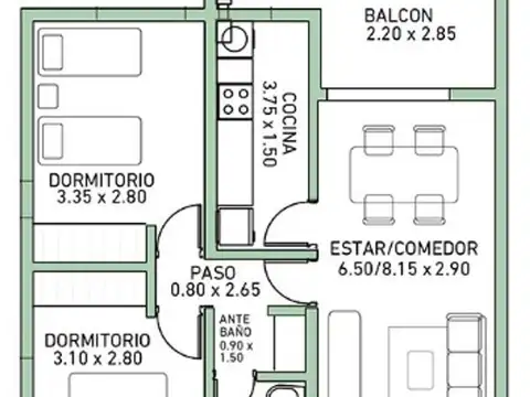 Departamento en Venta de 3 ambientes