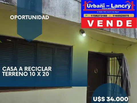 Casa  Reciclar a 1 Cuadra de J B Justo Y Blasco Ibañez