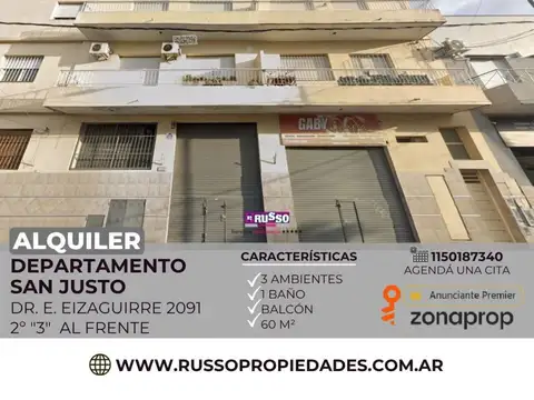 Alquiler Departamento 3 Ambientes - San Justo 