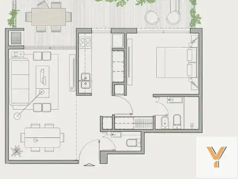 Departamento en Venta de 1 dormitorio