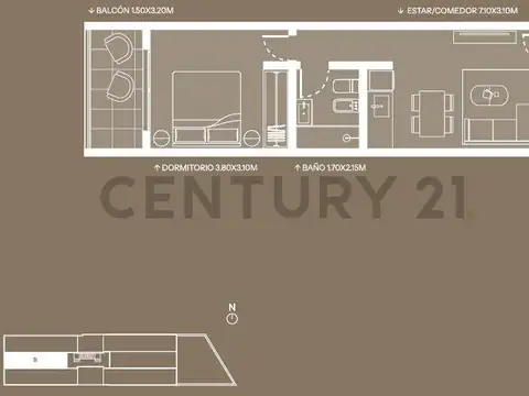 Departamento en Venta de 2 ambientes