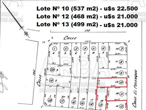 Terreno en Venta 13  mts Frente