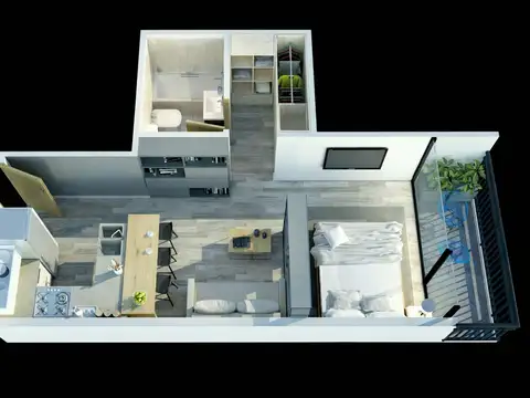 Departamento Monoambiente con 1 baño