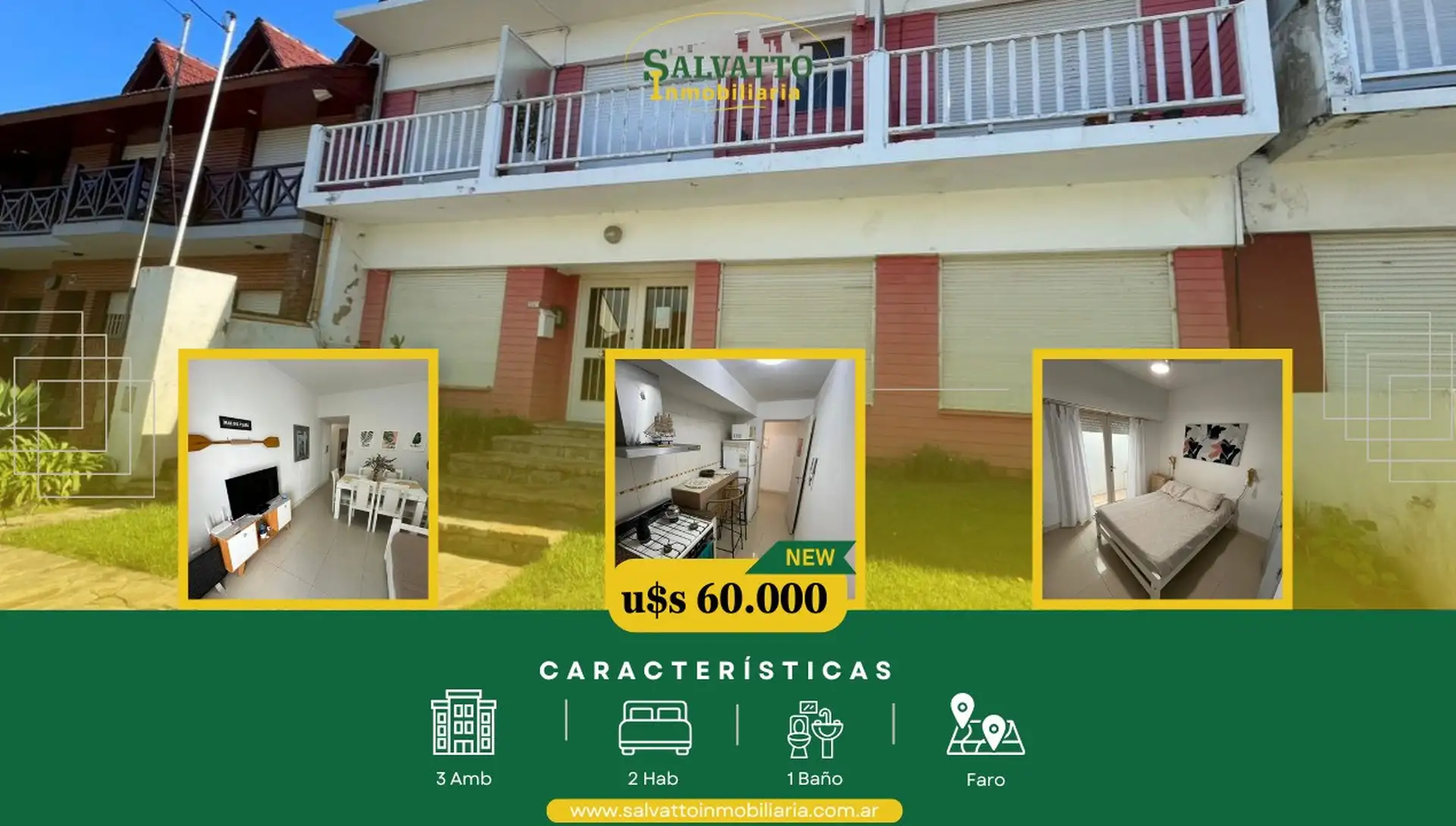 Departamento 3 ambientes reciclado en Punta Mogotes