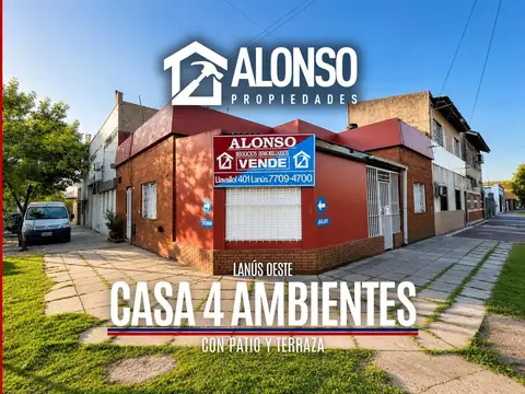VENTA -CASA DE 4 AMBIENTES CON PATIO Y TERRAZA - LANUS OESTE
