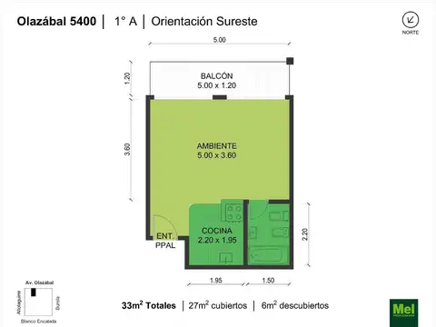 Olazabal 5400, Piso 1