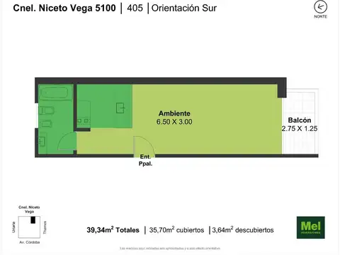 Coronel Niceto Vega 5100, Piso 4°
