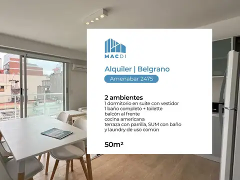 Excelente Dpto. 2 ambientes en Alquiler Temporal totalmente equipado.