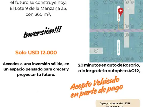Terreno en Venta de 360,0 m2