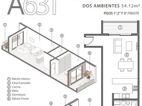 Departamento en Venta con 1 cocheras