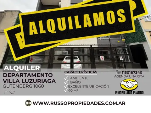 Alquiler departamento de 2 ambientes Vila Luzuriaga
