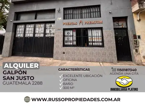 Alquiler galpon 300 m² San Justo