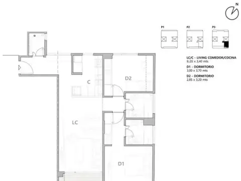 Departamento en Venta de 3 ambientes