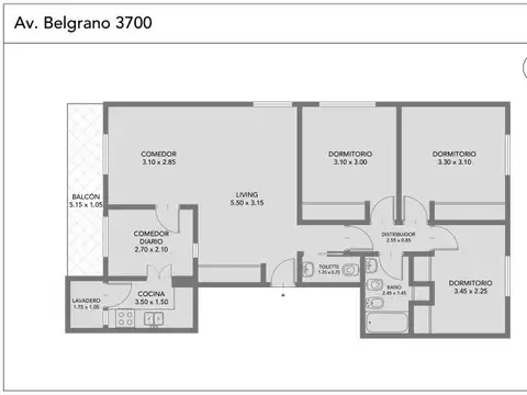 Avenida Belgrano 3700, Piso 16