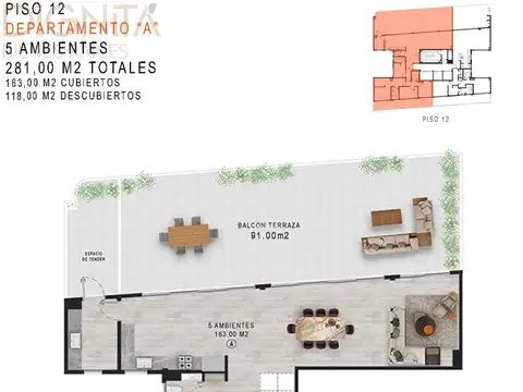 Departamento en Venta de 5 ambientes
