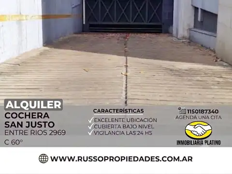 Alquiler cochera cubierta Las Torres San Justo