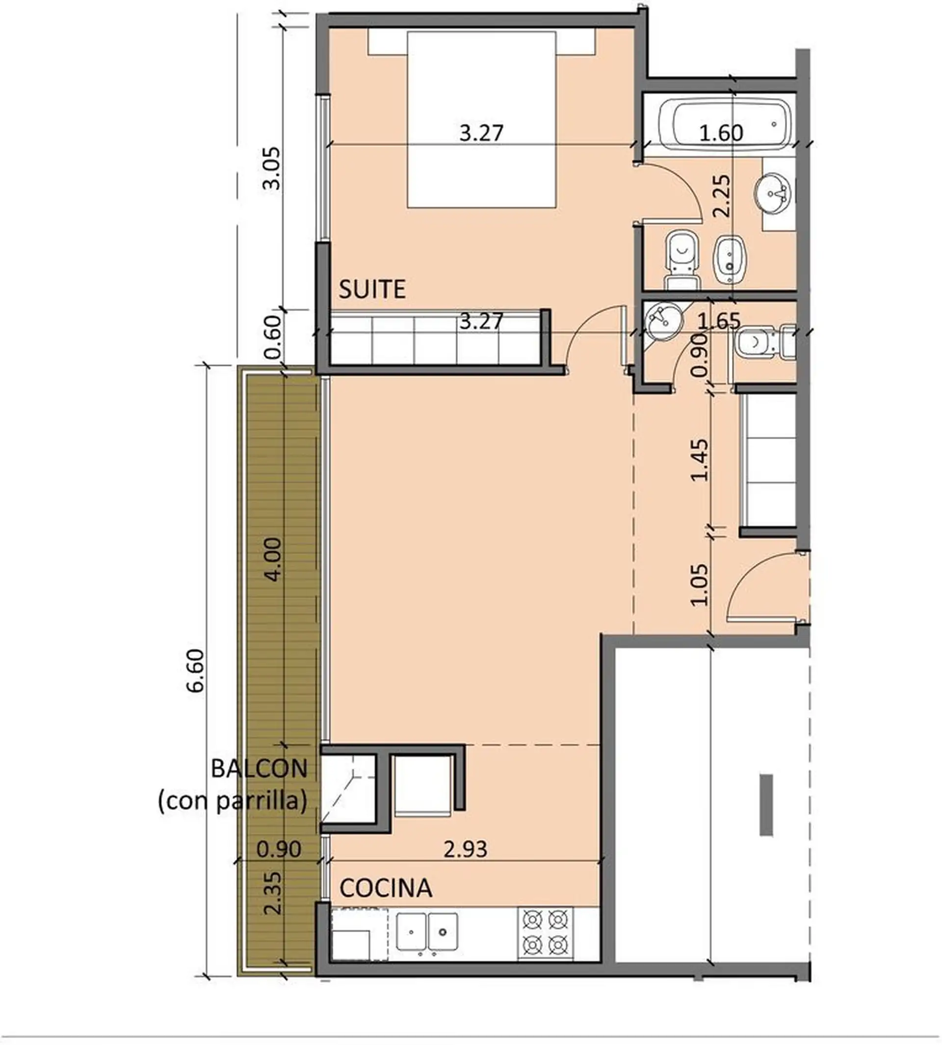 Depto 2 amb, 50m² a estrenar con cochera — Balcarce