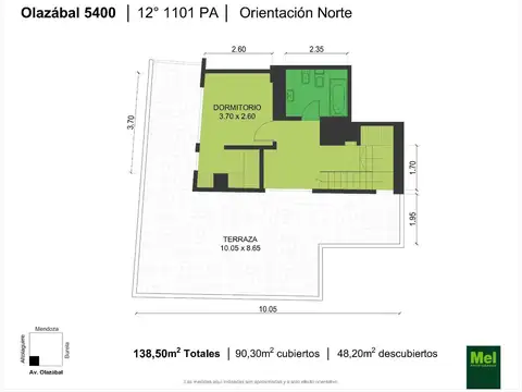 Departamento 3 ambientes con 2 baños