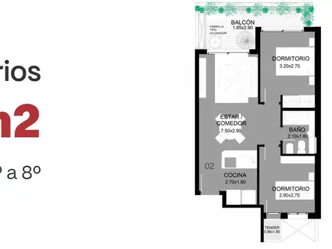 Departamento en Venta de 3 ambientes