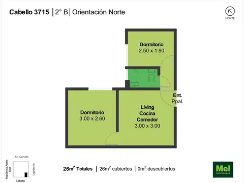 Cabello 3715 , Piso 2 B